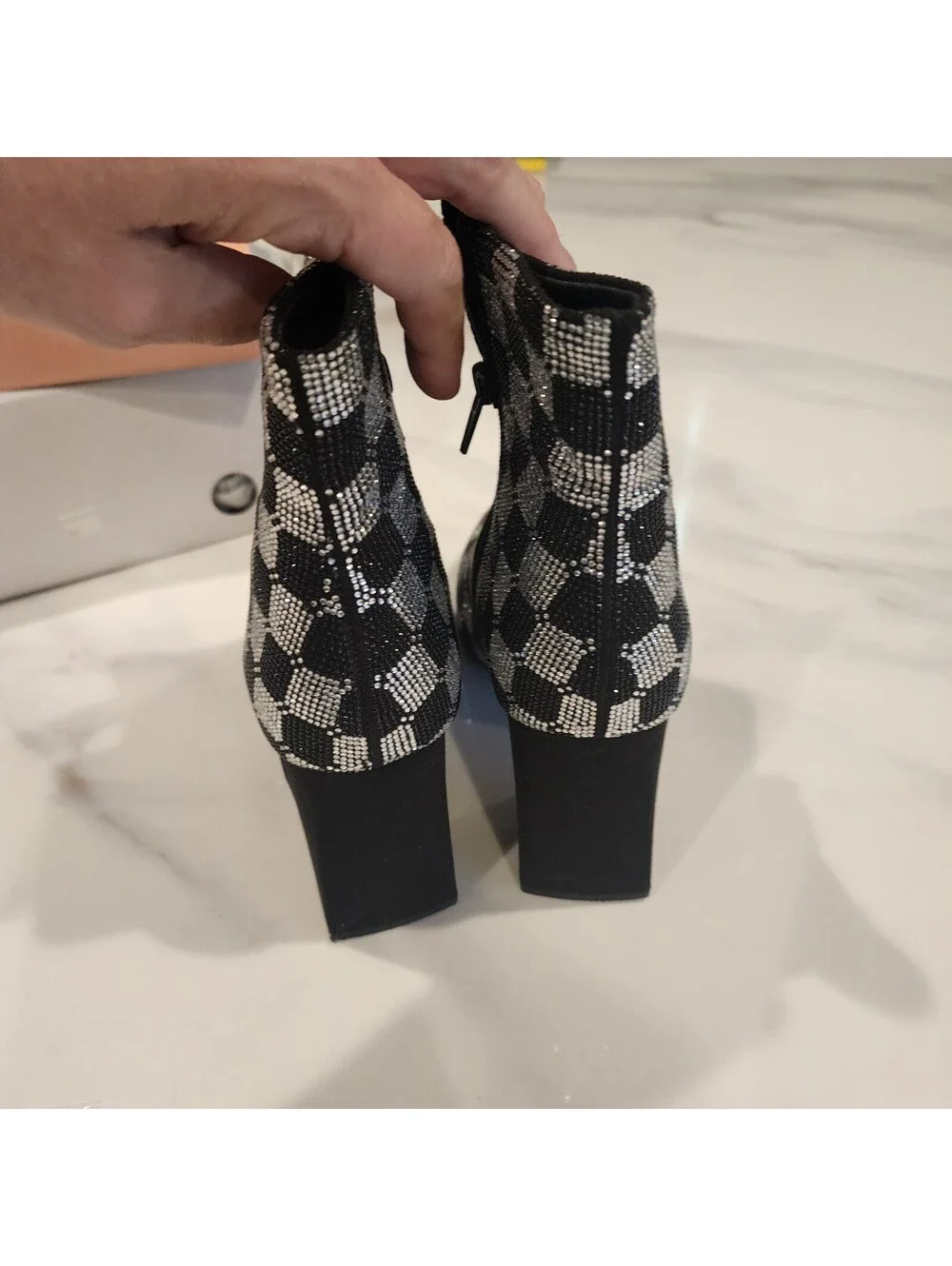 NEW Wild Pair Ingridd Rhinestone Ankle Boots Bling Block Heel Size 7.5 NWOB